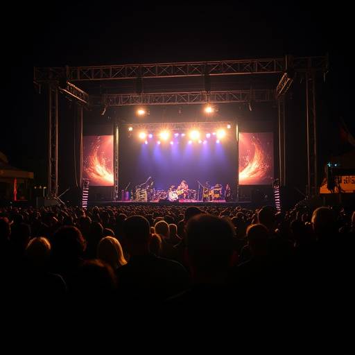Escenario de concierto al aire libre con p&uuml;blico