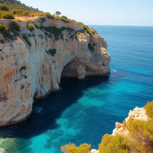 Vista de la costa de Mallorca con aguas turquesas y acantilados